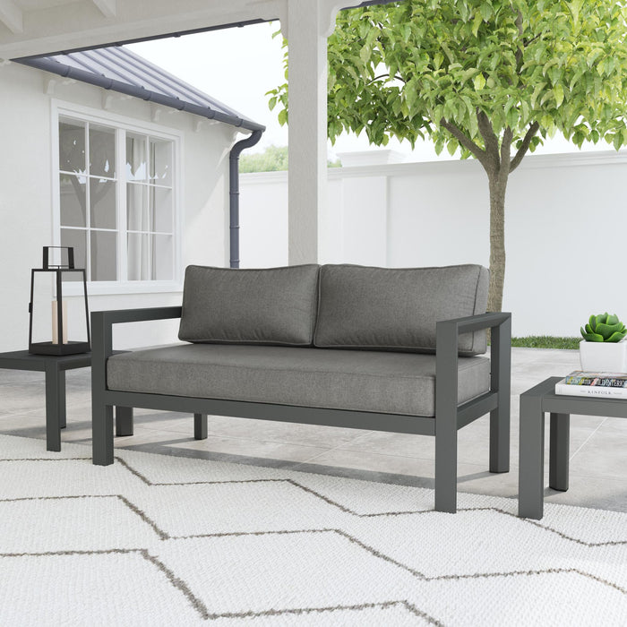 Grayton Gray Outdoor Aluminum Loveseat