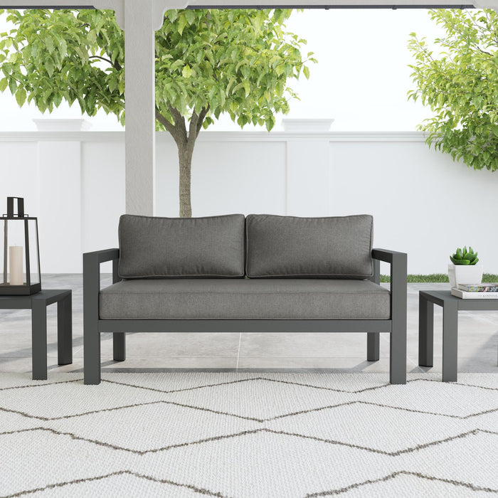 Grayton Gray Outdoor Aluminum Loveseat