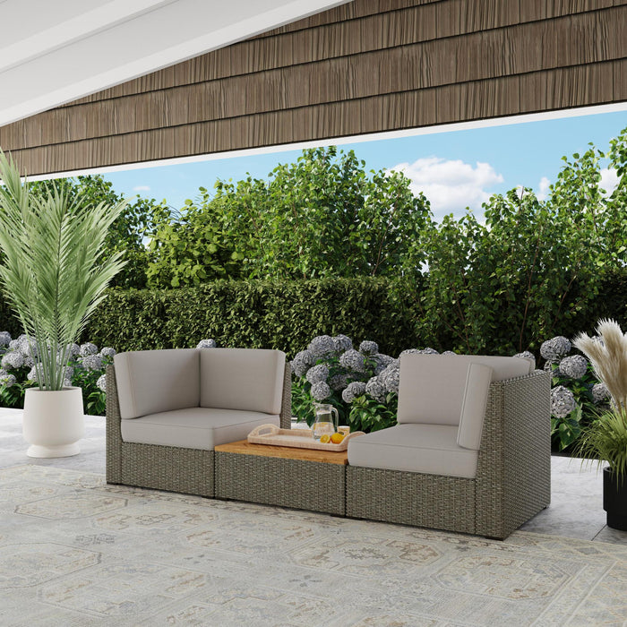 Boca Raton Brown Outdoor Chair Pair and Coffee Table